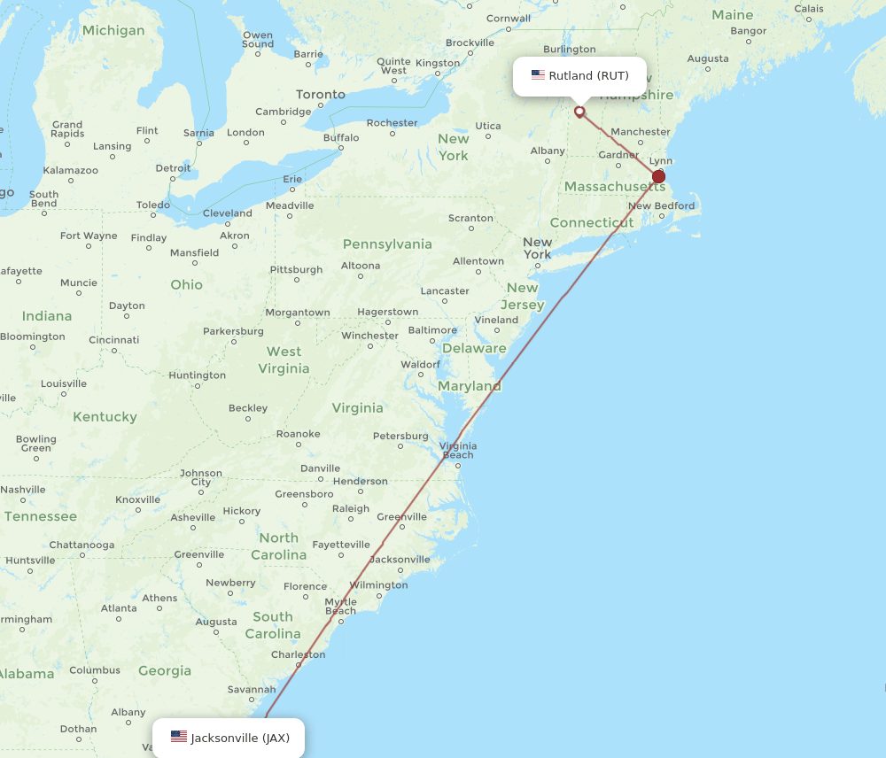 JAX-RUT flight routes
