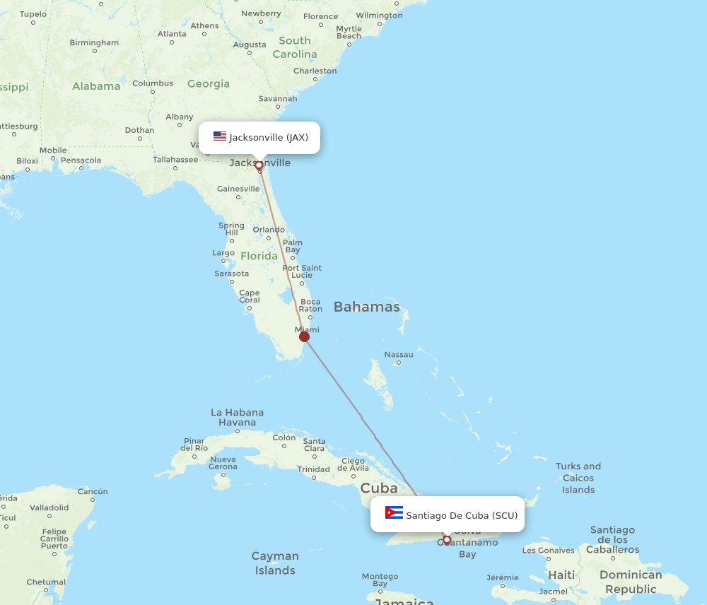 JAX-SCU flight routes