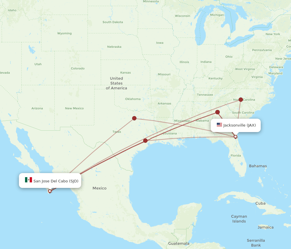 JAX-SJD flight routes