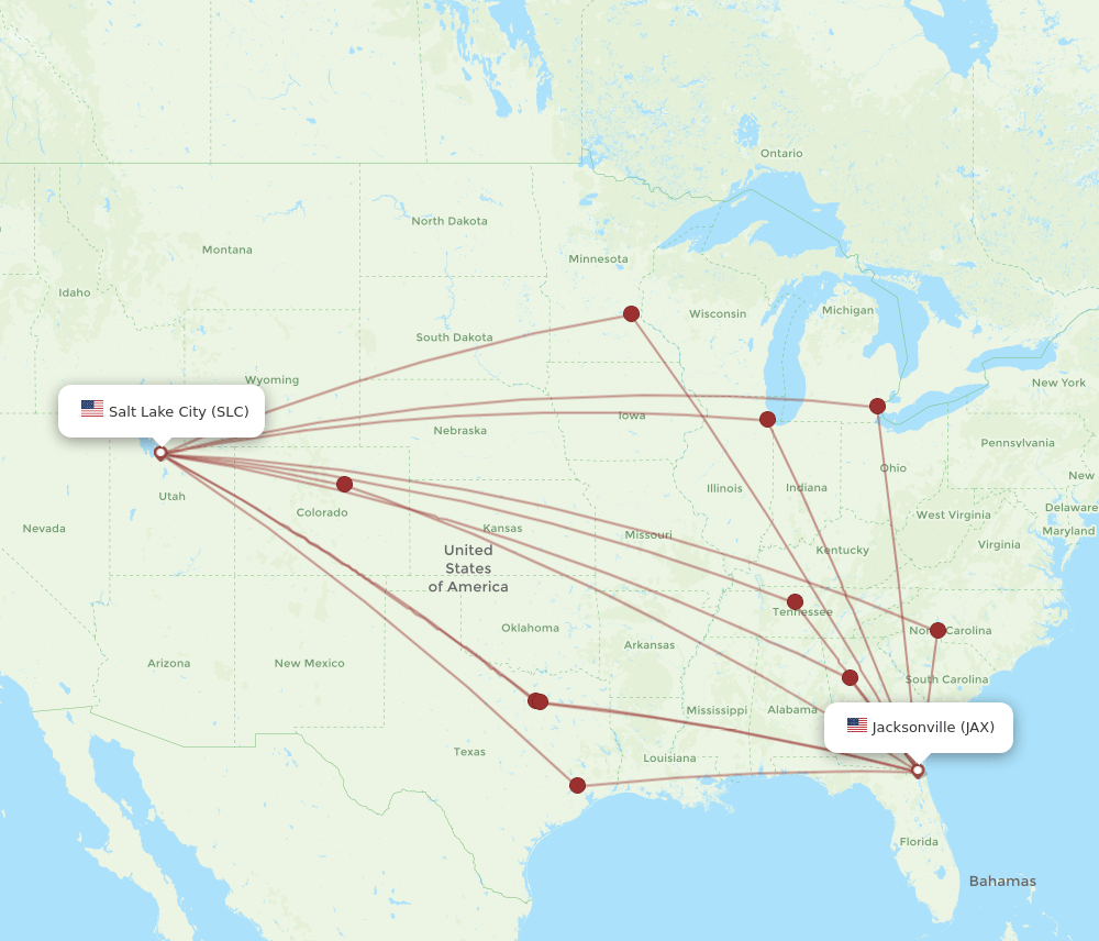 JAX-SLC flight routes