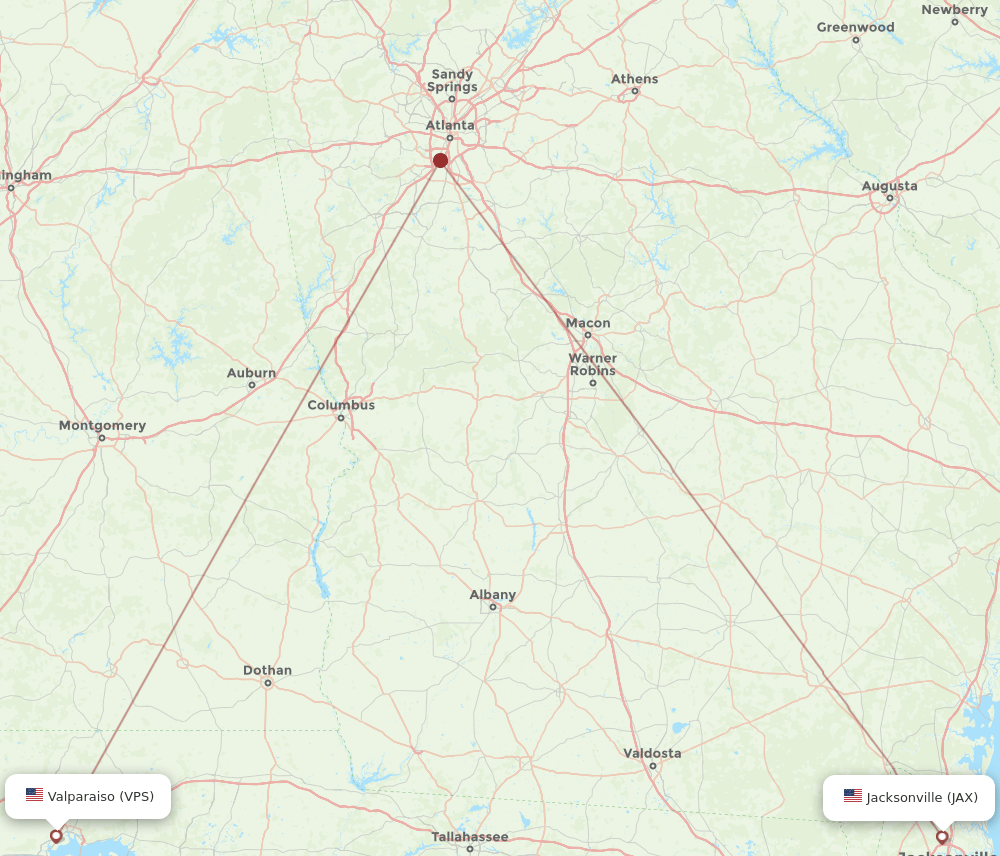 JAX-VPS flight routes