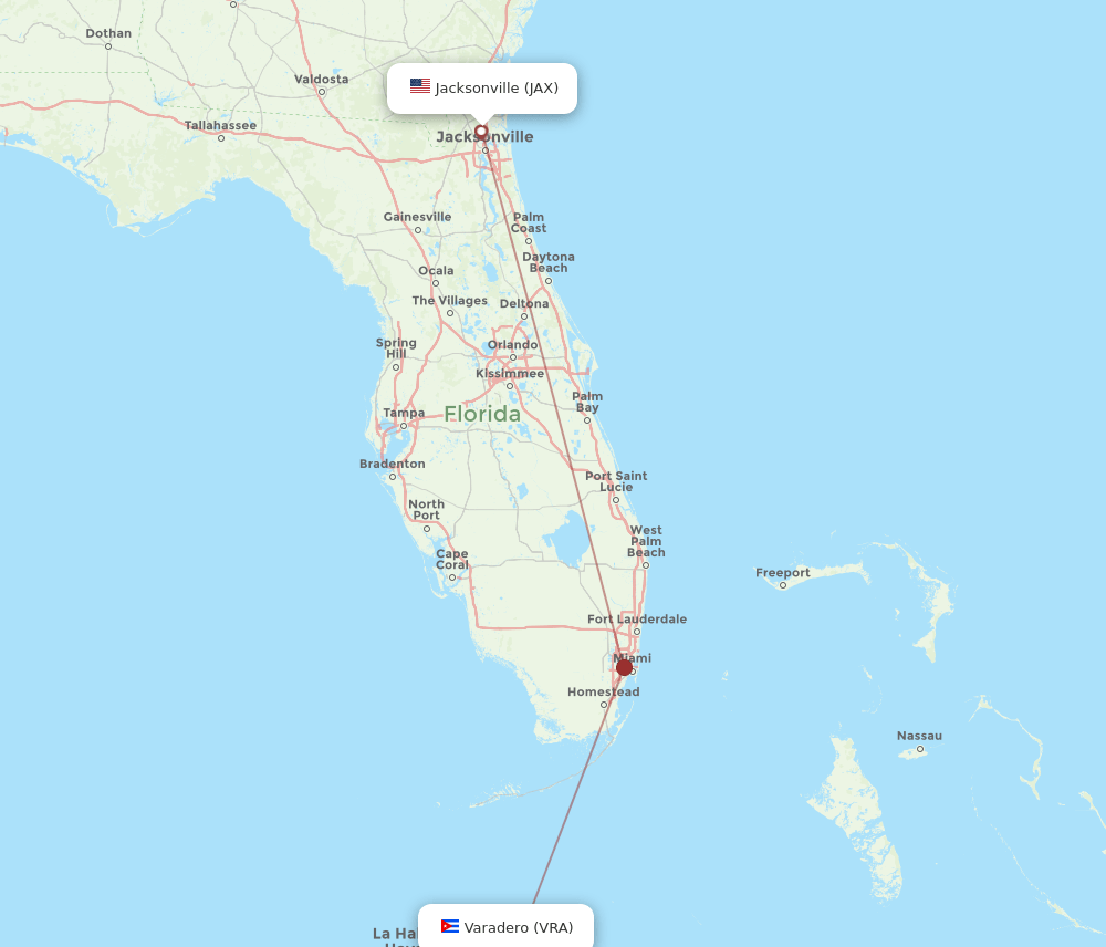 JAX-VRA flight routes