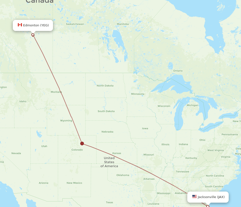 JAX-YEG flight routes