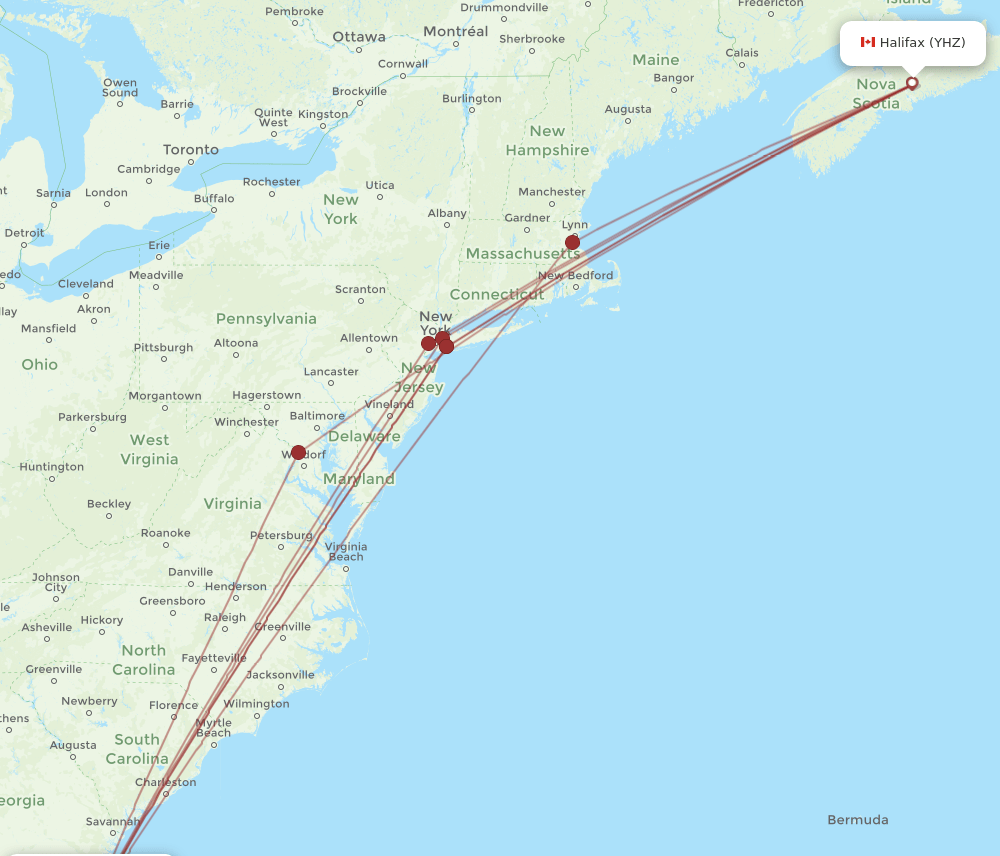 JAX-YHZ flight routes