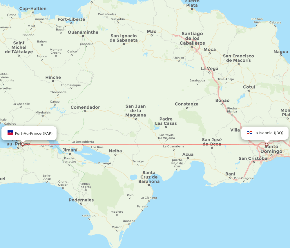 Santo Domingo - Port-au-Prince route map and flight paths