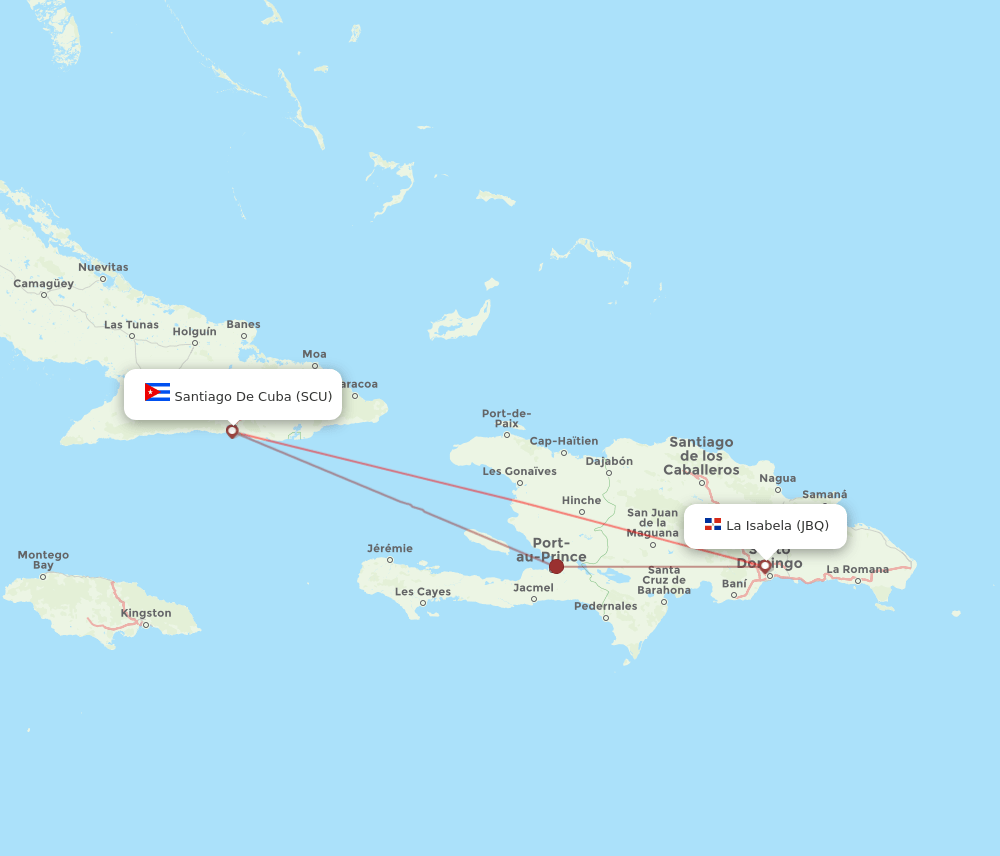 Santo Domingo - Santiago route map and flight paths