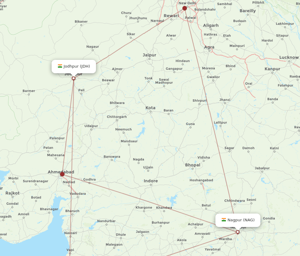 JDH-NAG flight routes