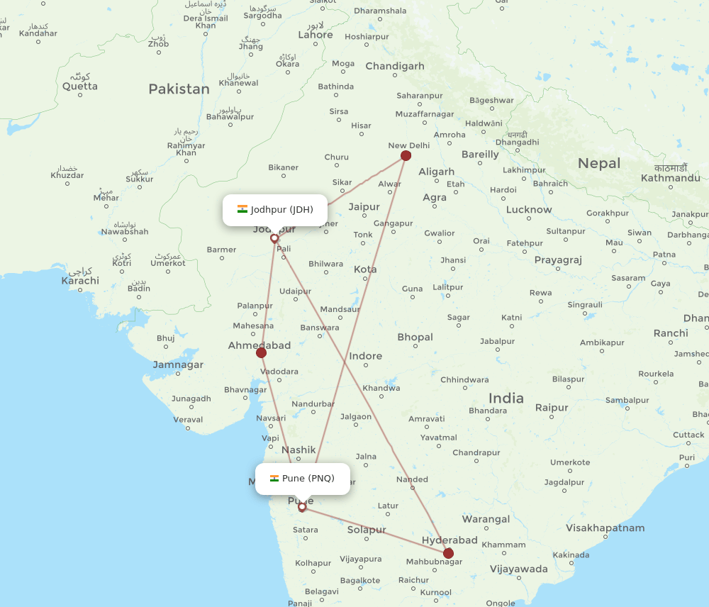 JDH-PNQ flight routes