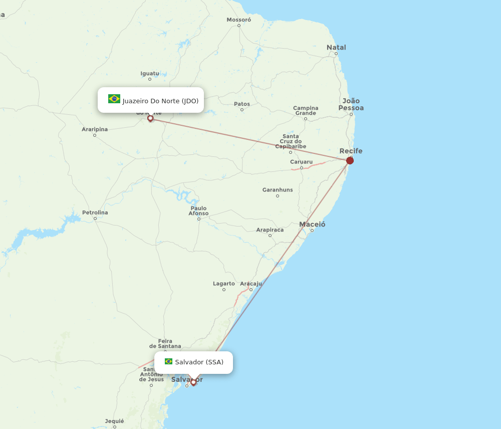 JDO to SSA flights and routes map