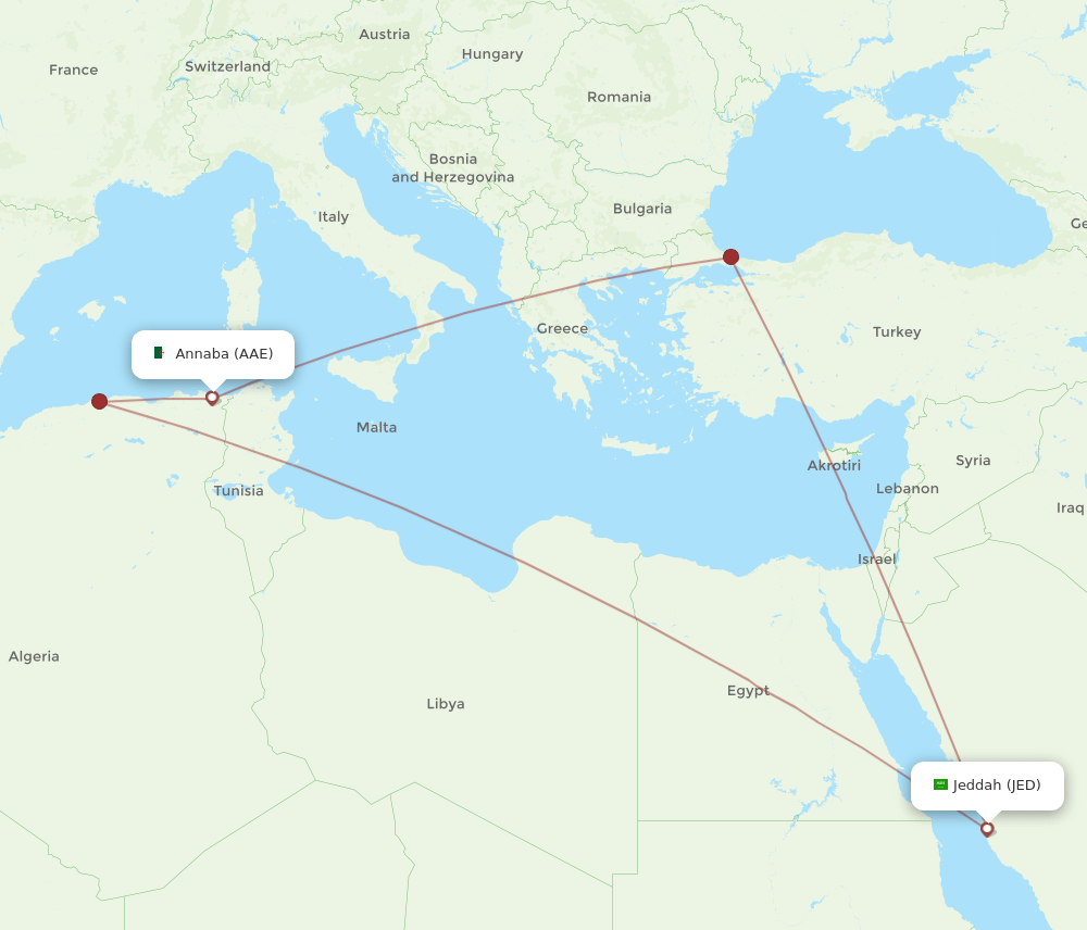 JED-AAE flight routes