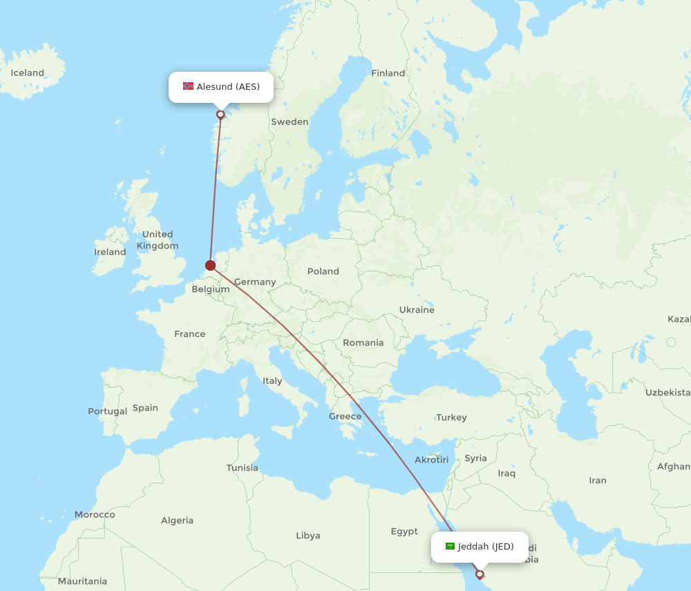 JED-AES flight routes