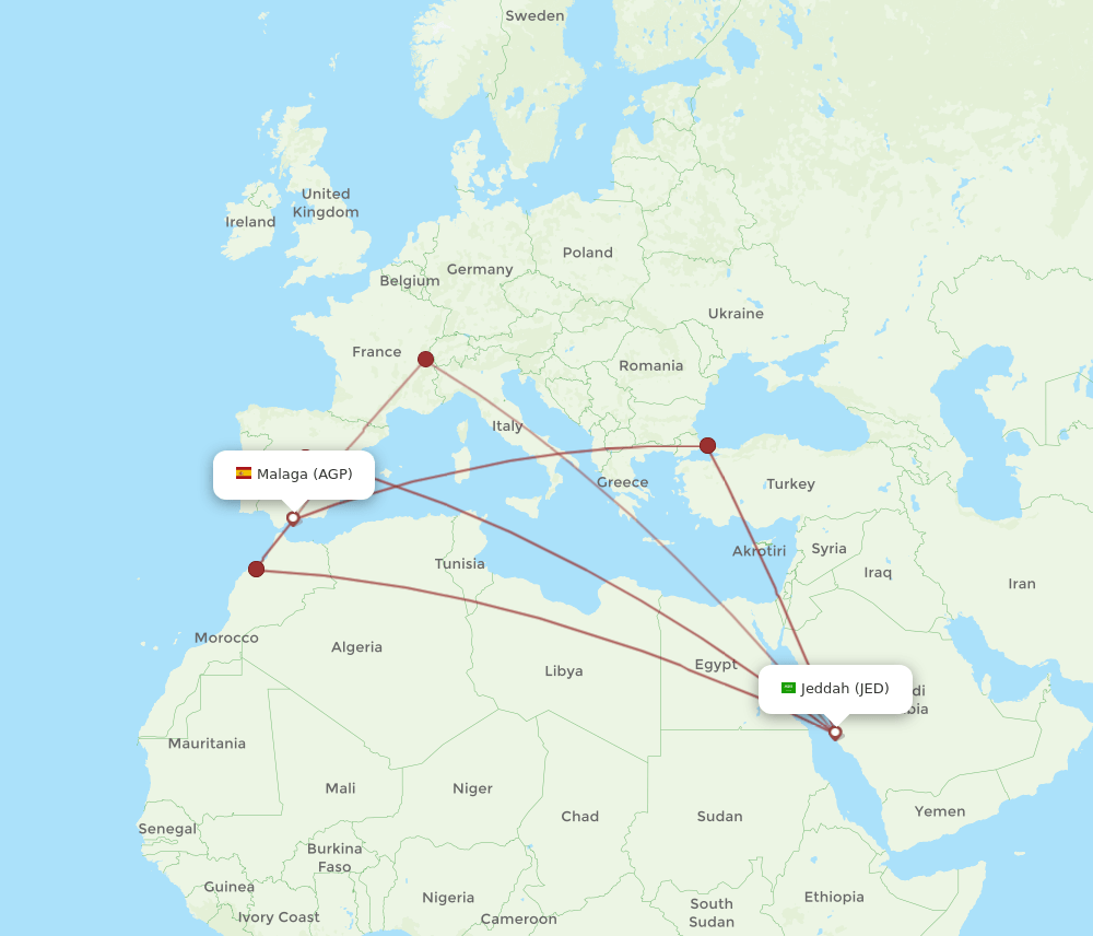 JED-AGP flight routes