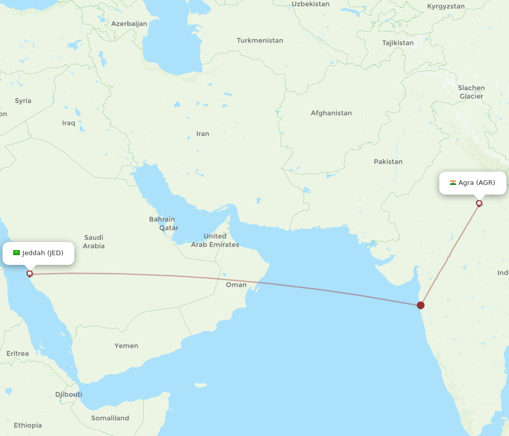 JED-AGR flight routes