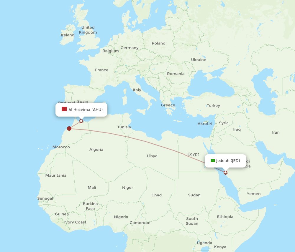 JED-AHU flight routes