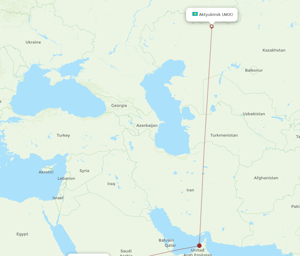 Jeddah - Aktobe route map and flight paths