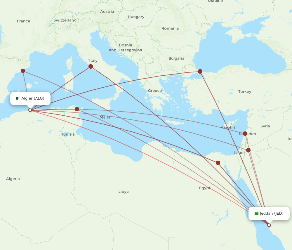 JED-ALG flight routes