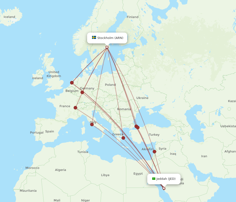 JED-ARN flight routes