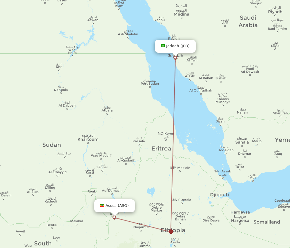 JED-ASO flight routes