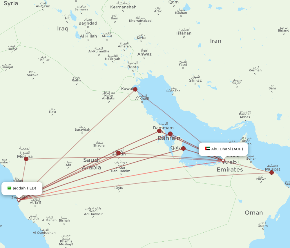 JED-AUH flight routes
