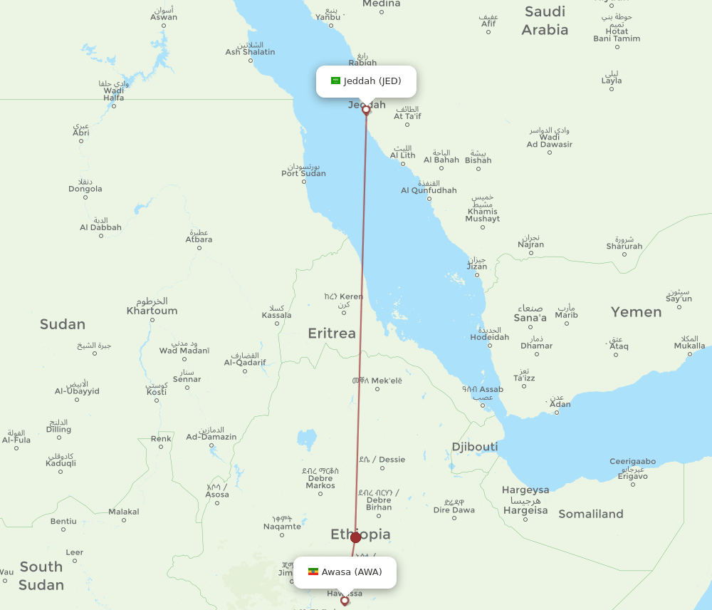 JED-AWA flight routes