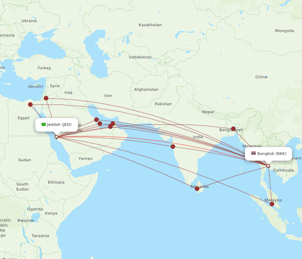 JED-BKK flight routes