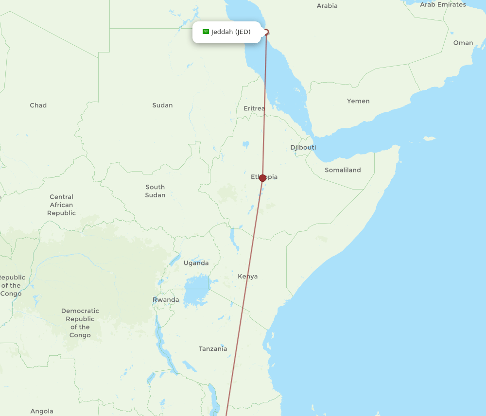 JED to BLZ flights and routes map