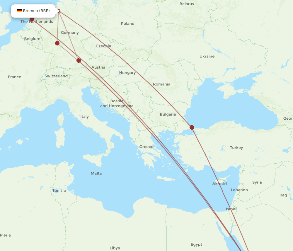 JED-BRE flight routes