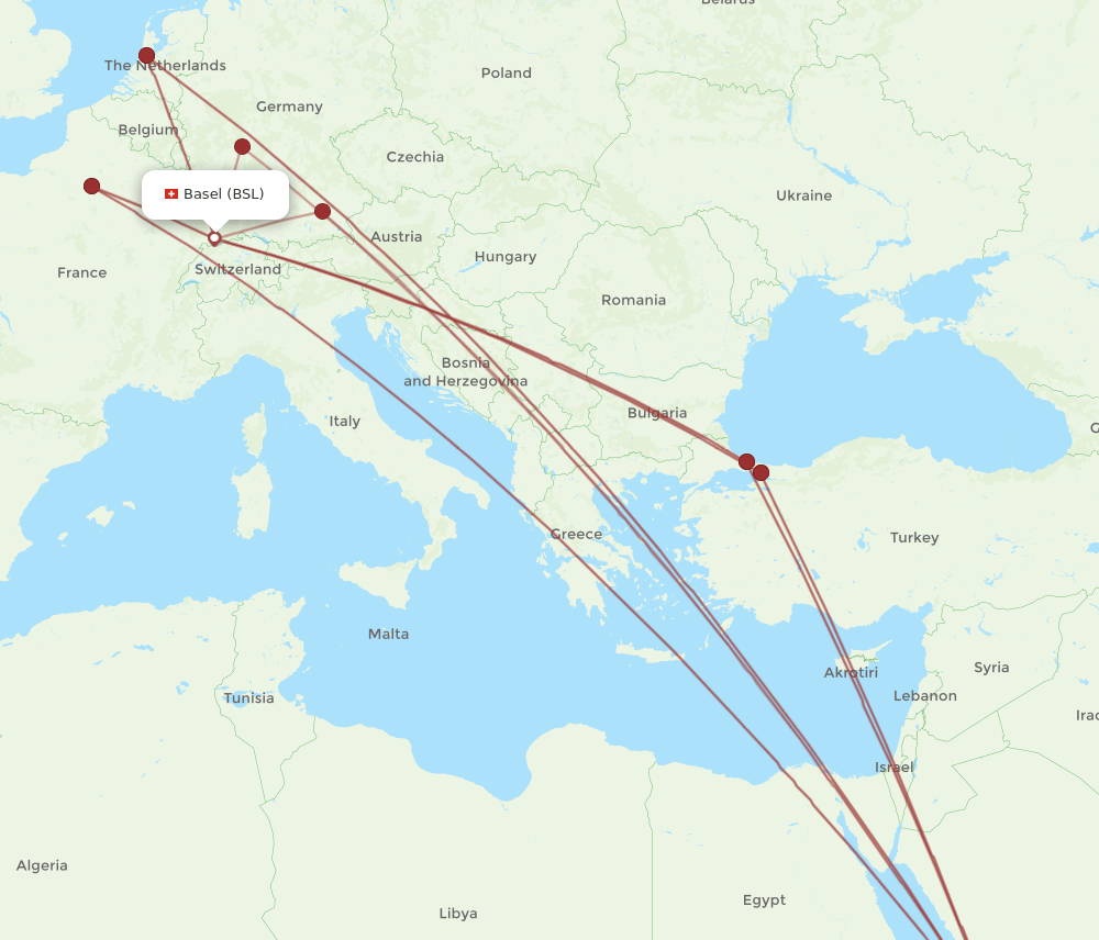 JED-BSL flight routes