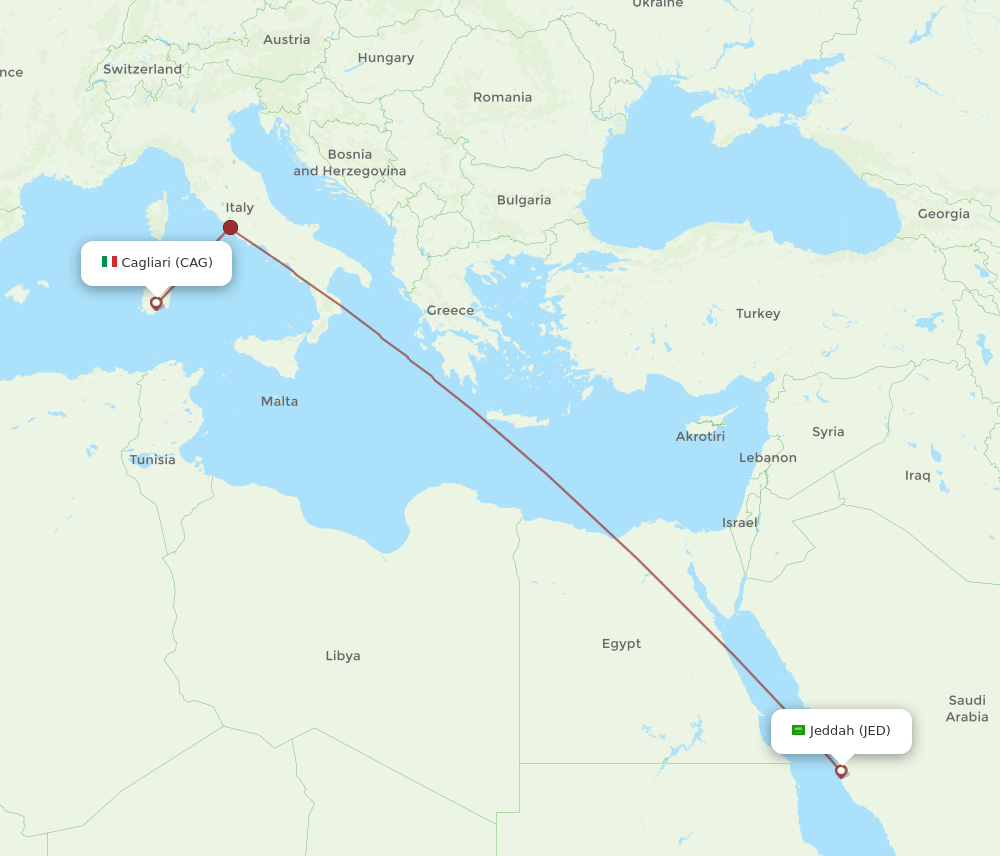JED-CAG flight routes