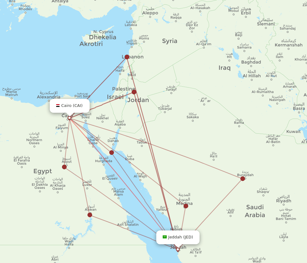 JED to CAI flights and routes map