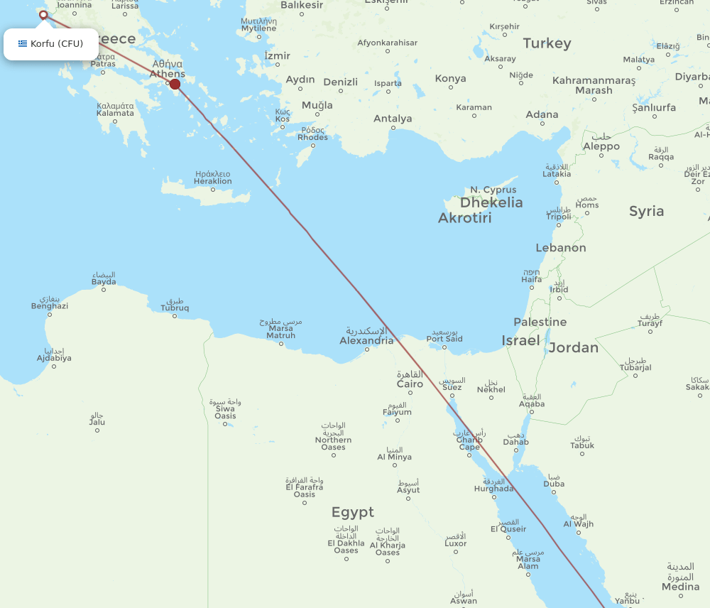 JED to CFU flights and routes map