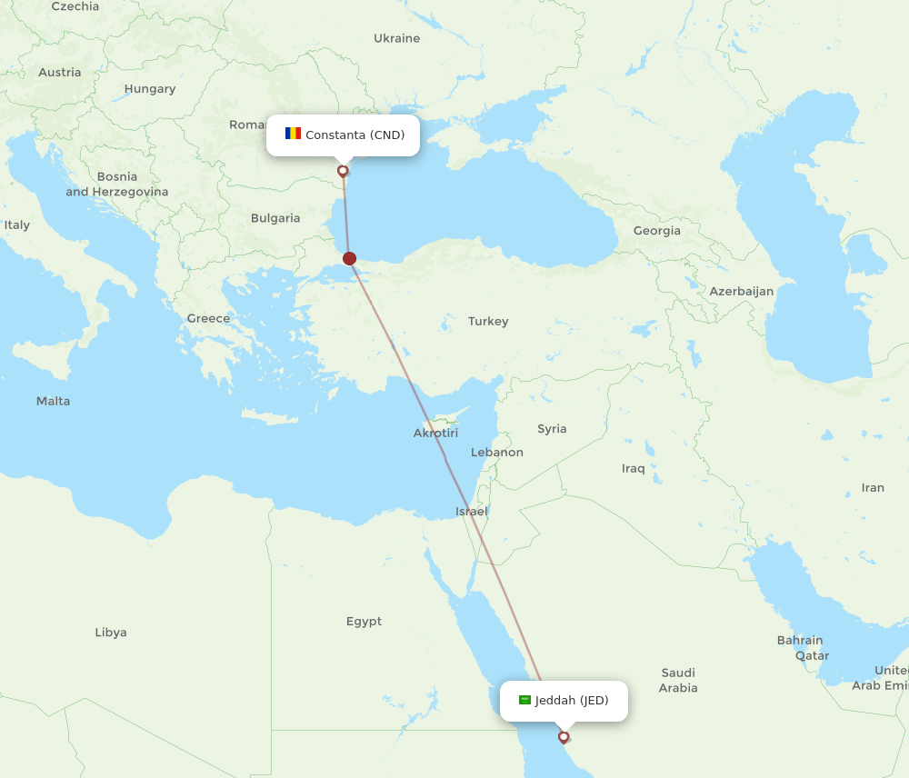 JED-CND flight routes