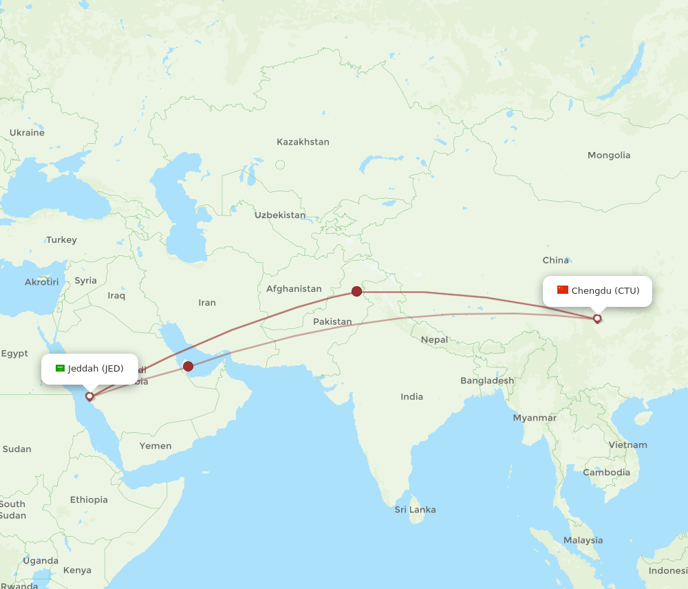 JED-CTU flight routes