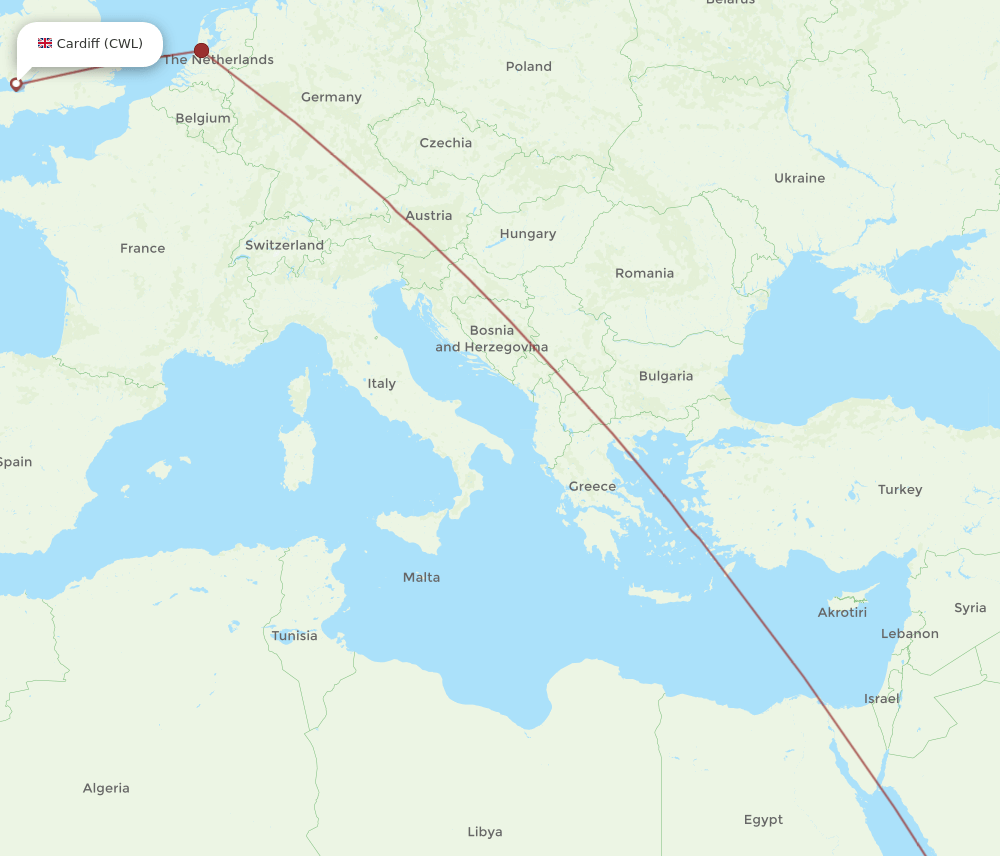 JED-CWL flight routes