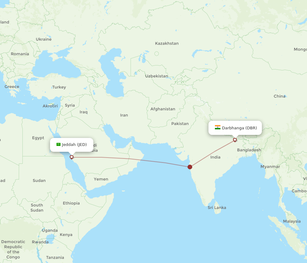 JED-DBR flight routes