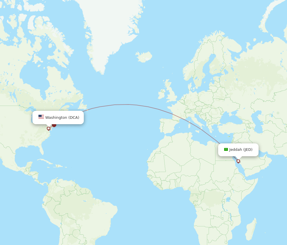 JED-DCA flight routes