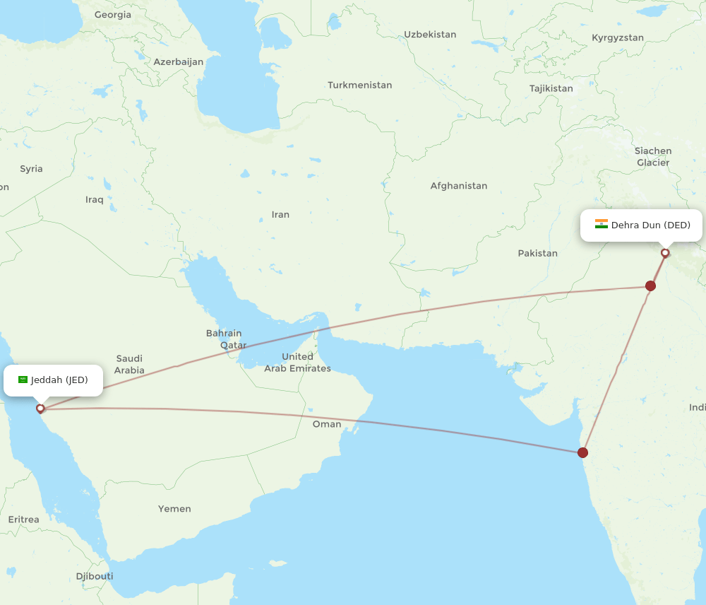 JED-DED flight routes