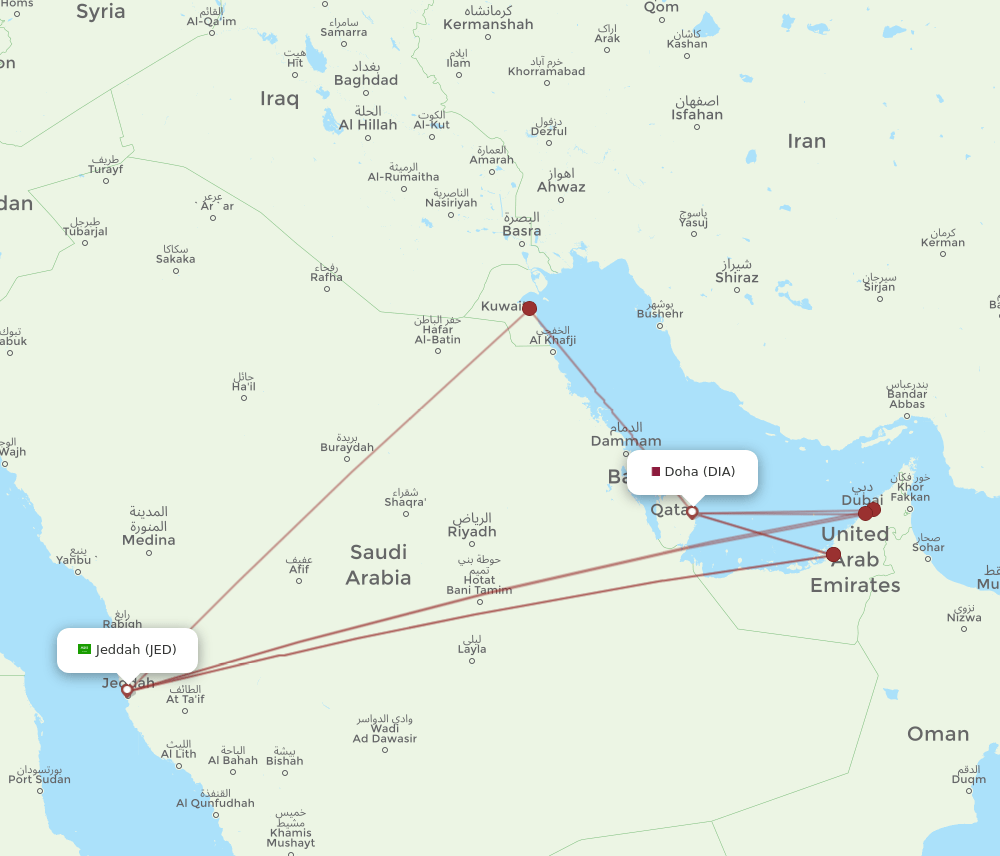 JED to DIA flights and routes map