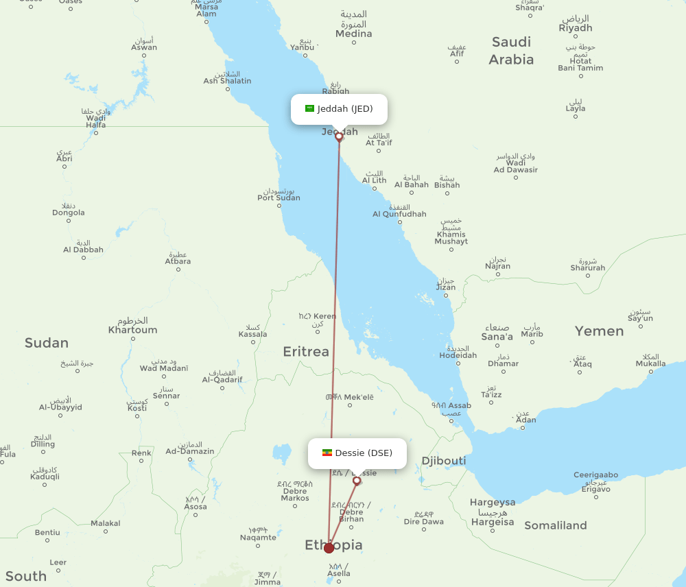 JED-DSE flight routes
