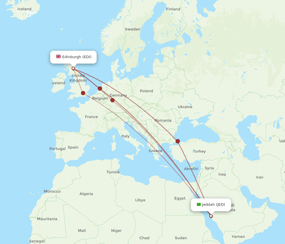 JED-EDI flight routes