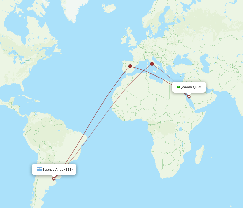 JED-EZE flight routes
