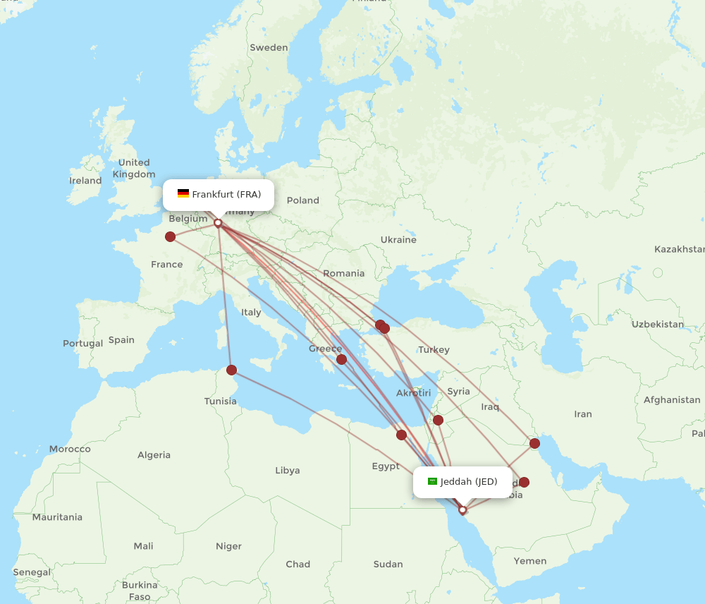 JED-FRA flight routes