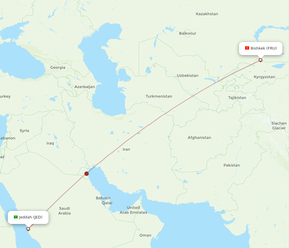 JED-FRU flight routes