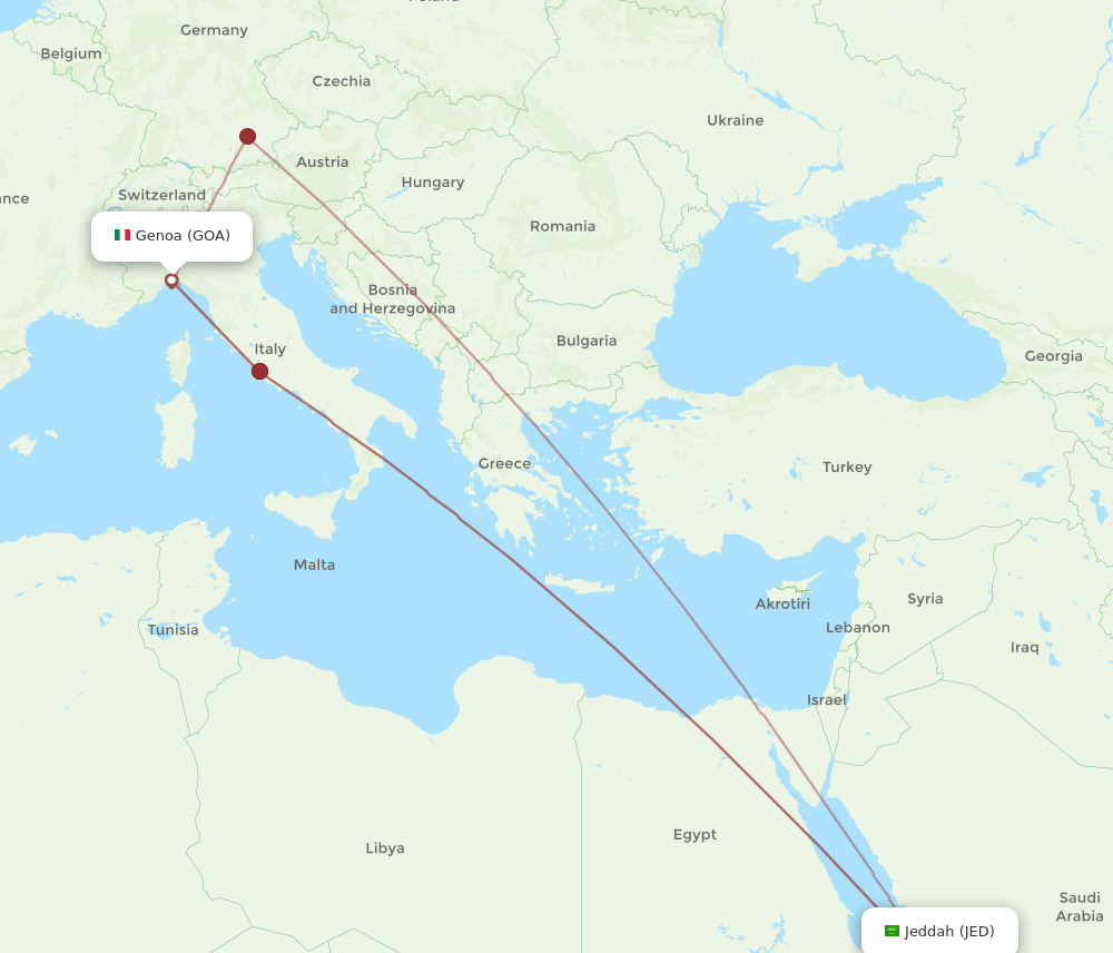 JED-GOA flight routes