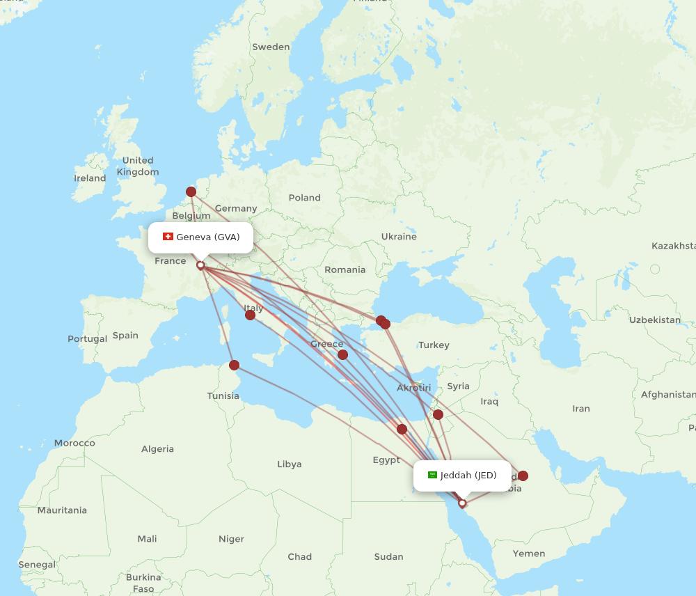JED-GVA flight routes