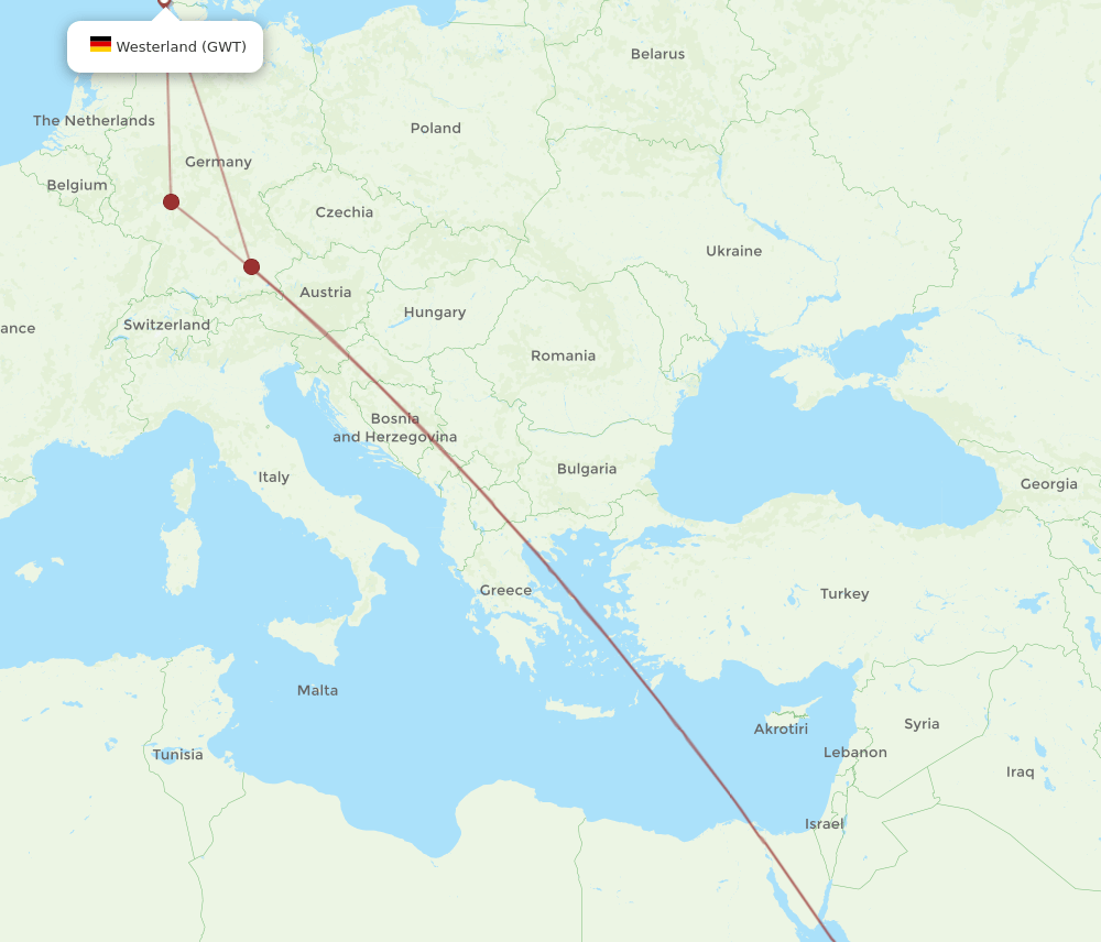 JED-GWT flight routes
