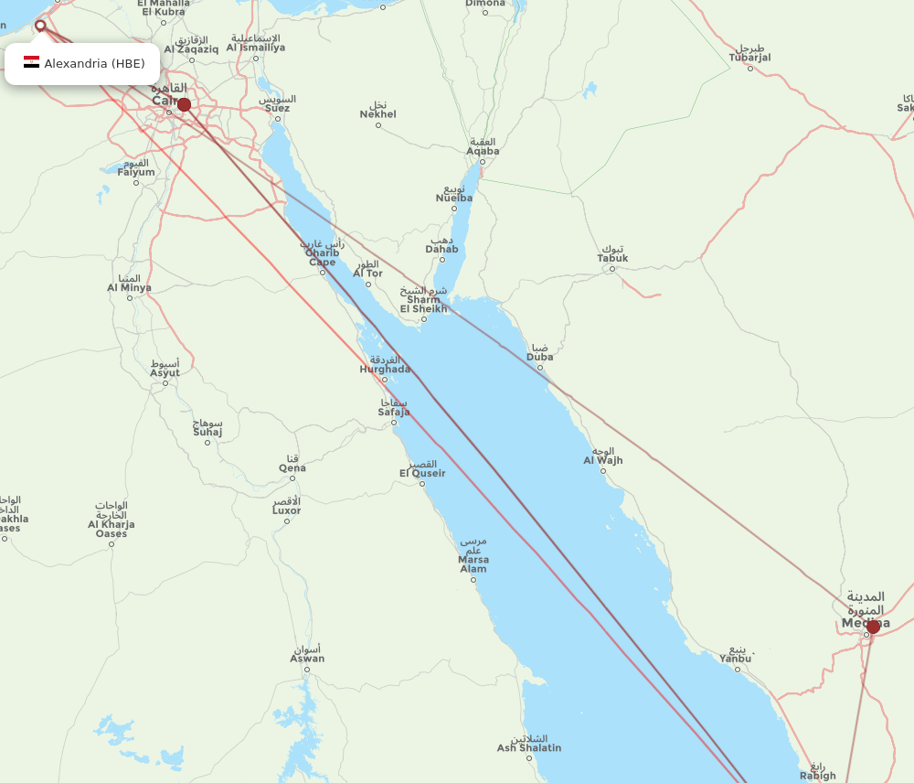 JED to HBE flights and routes map