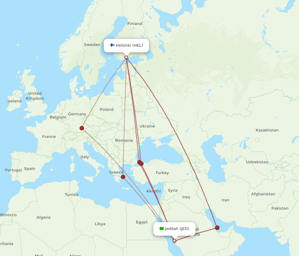 JED-HEL flight routes