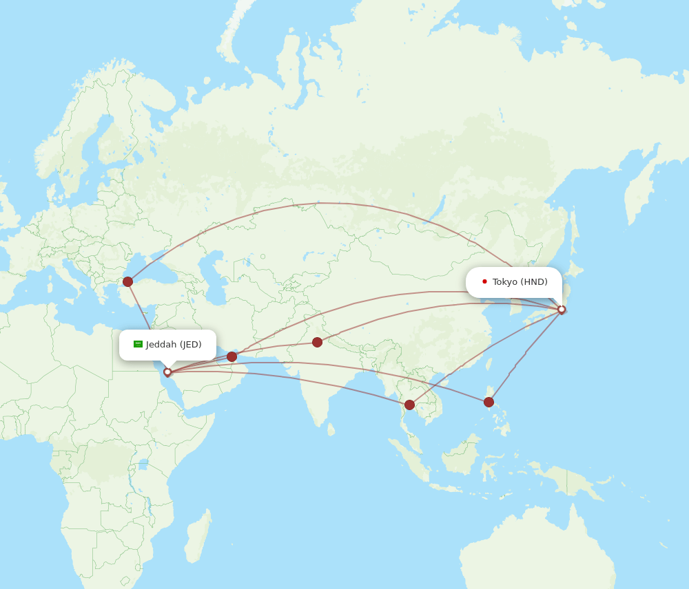 JED-HND flight routes