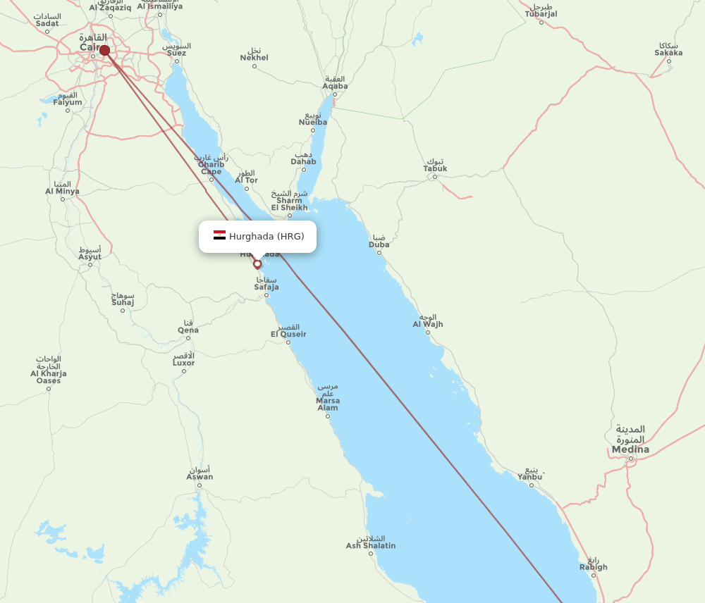 JED to HRG flights and routes map